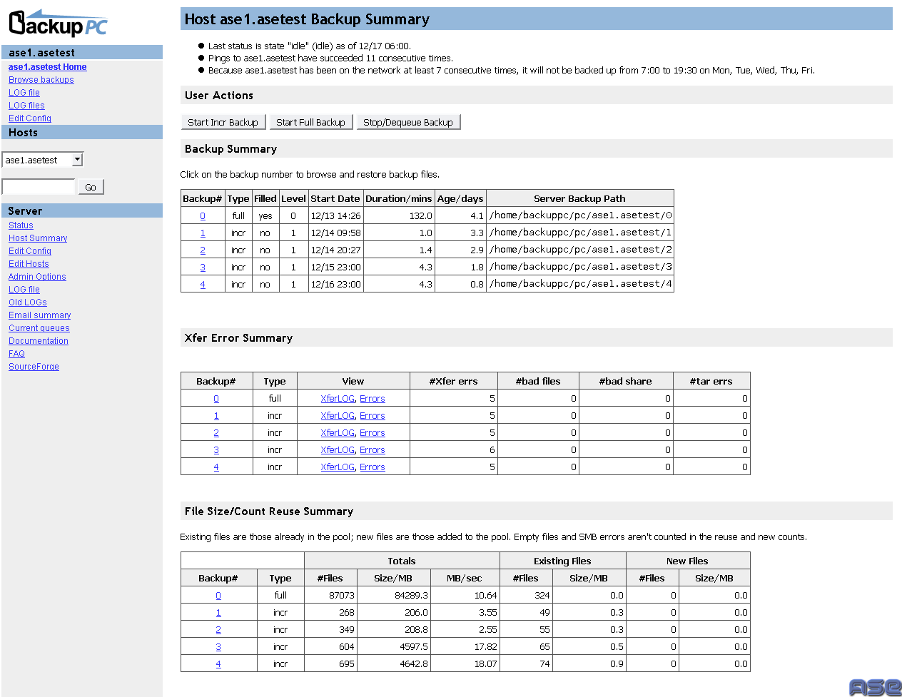 Stored Backups